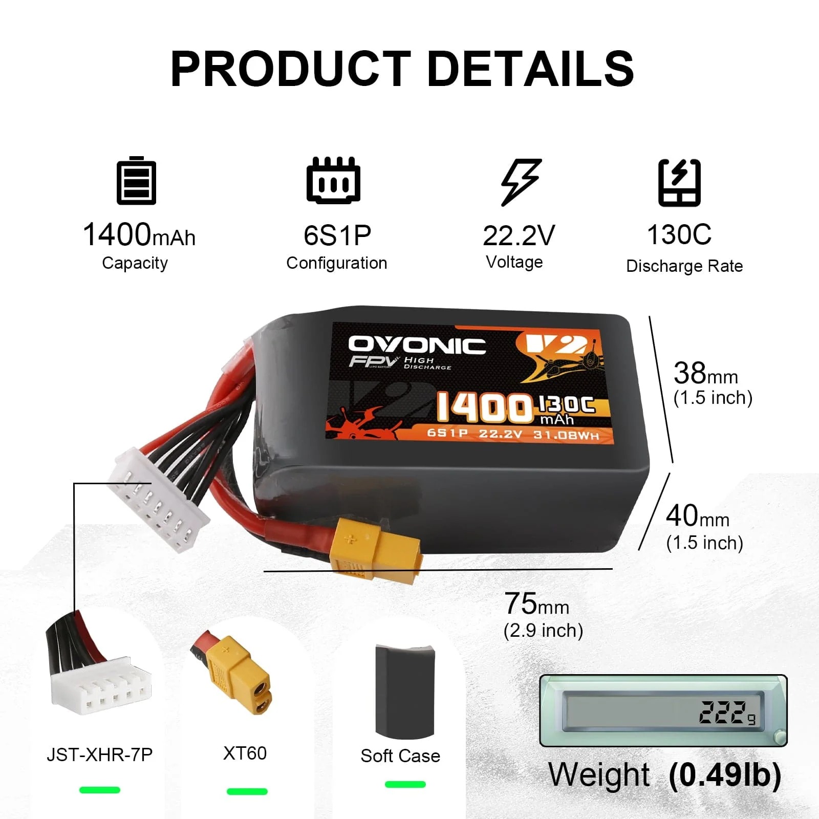 Bateria LiPo Ovonic 6S 1400mAh - Walksnail Avatar Hd Goggles X avaliação e preço